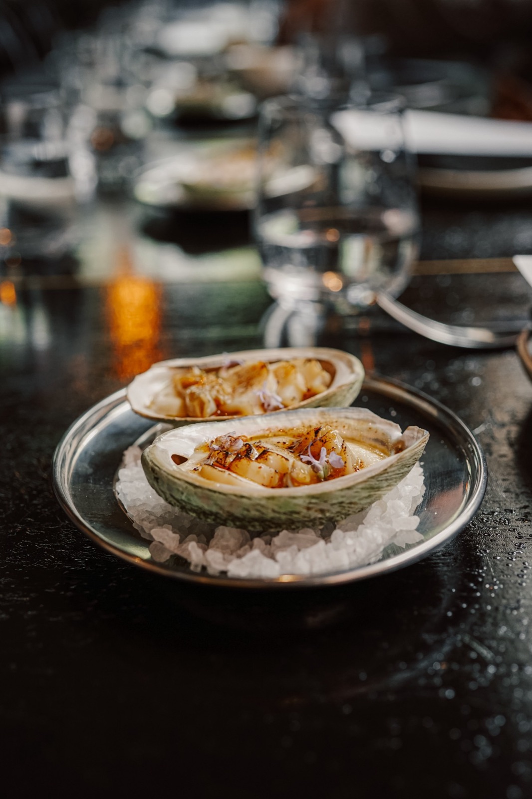 Abalone, vanilla and apple purée, brown butter.